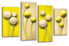 LR Floral Rose Canvas Art Picture Yellow Cream Flower Love Framed Split Panel Print