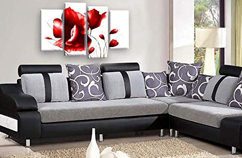 LR Floral Wall Art Print Red White Rose Flower Painting Framed Split Canvas Panel Picture