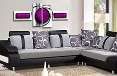 LR Purple Abstract Wall Art Picture Red Black White Stripes Circles Framed Split Panel Print Ready to Hang