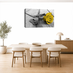 LR Floral Wall Art Picture – Grey, White & Mustard Framed Canvas Print | Ready to Hang | Modern Wall Art for Living Room, Bedroom & Office