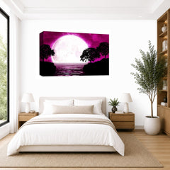 LR Abstract Landscape Wall Art Picture – Purple, Black & White Seascape Framed Canvas Print | Ready to Hang | Modern Wall Art for Living Room, Bedroom & Office
