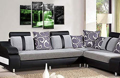 LR Waterfall Green Wall Art Picture Forrest Landscape Grey Framed Split Canvas Print Ready to Hang