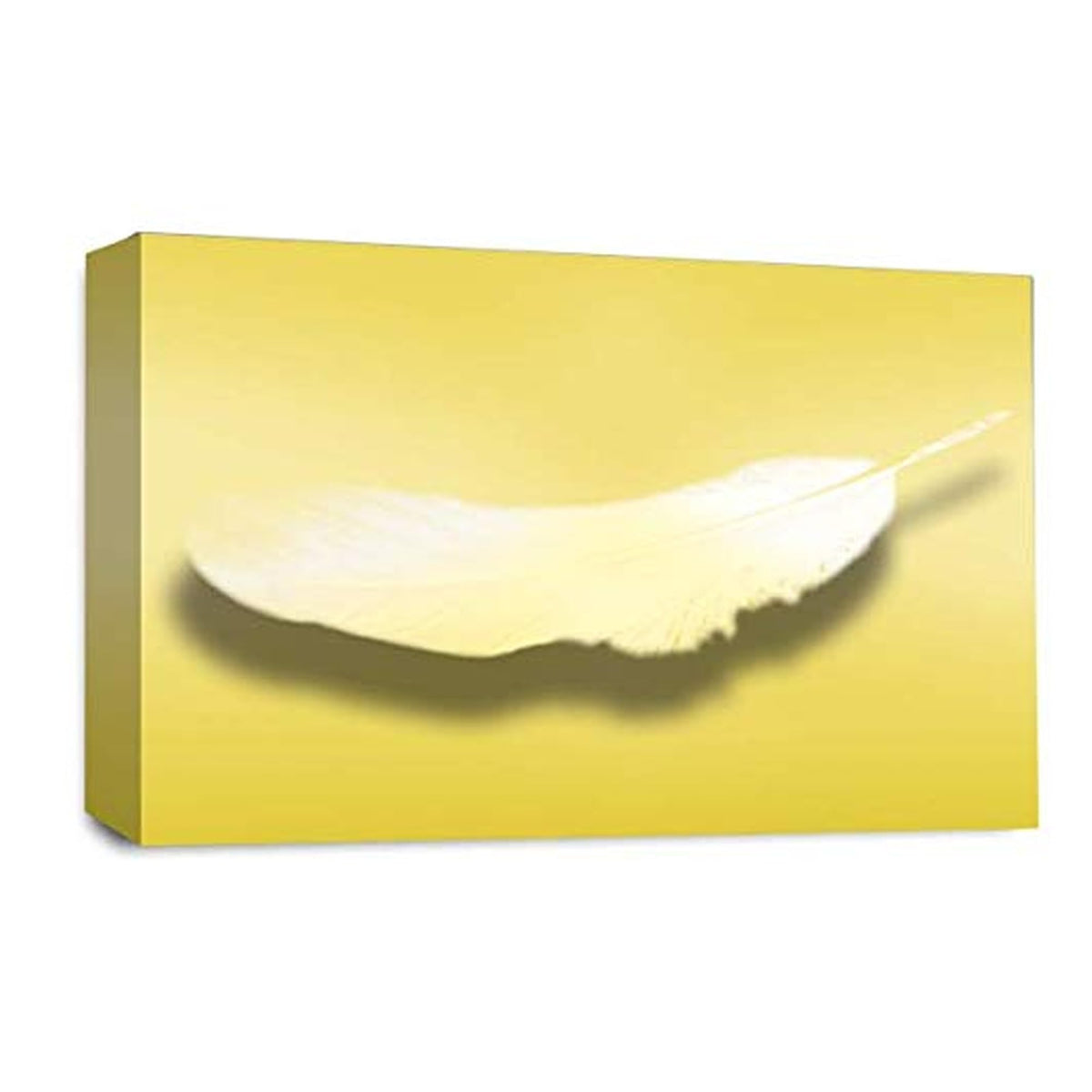 LR Abstract Feather Wall Art Picture – Yellow & White Modern Framed Canvas Print | Ready to Hang | Modern Wall Art for Living Room, Bedroom & Office