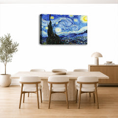 LR Starry Night Wall Art Picture – Van Gogh Fine Art Framed Canvas Print | Ready to Hang | Modern Wall Art for Living Room, Bedroom & Office