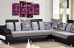 LR Love Wall Art Print Purple Cream Family Home Quote Framed Canvas Split Picture Ready to Hang