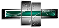 LR Abstract Wall Art Canvas Picture Green Black White Squares Large Home Split Panel Print Ready to Hang