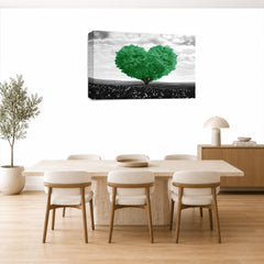 LR Floral Love Wall Art Picture – Grey & Green Quote Framed Canvas Print | Ready to Hang | Modern Wall Art for Living Room, Bedroom & Office