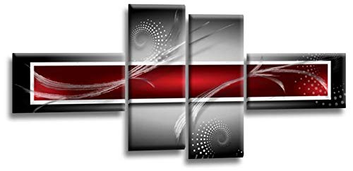 LR Red Grey Abstract Canvas Art Picture Black White Squares Large Love Home Split Wall Panel Print