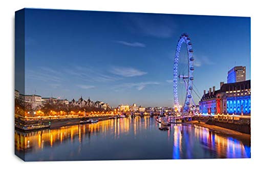 LR London Eye Wall Art Picture City Wheel Thames Big Ben Framed Canvas Print Ready to Hang