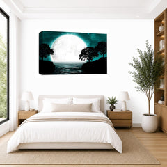 LR Abstract Landscape Wall Art Picture – Teal, Black & White Seascape Framed Canvas Print | Ready to Hang | Modern Wall Art for Living Room, Bedroom & Office