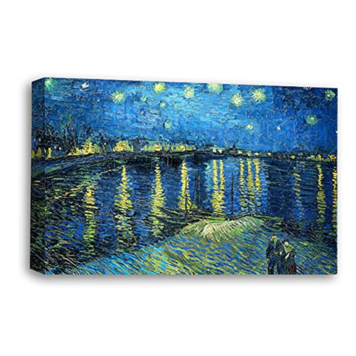 LR Starry Night Wall Art Picture – Van Gogh Fine Art Framed Canvas Print | Ready to Hang | Modern Wall Art for Living Room, Bedroom & Office